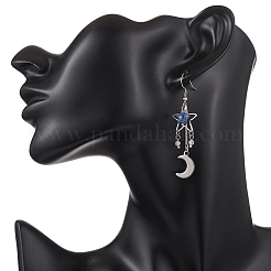 Moon Natural Lapis Lazuli  Dangle Earrings&nbsp;EJEW-JE06776-03