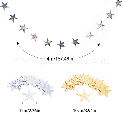 ぶら下がった紙の星  結婚式の家の装飾のための  ミックスカラー  4 M  1連 /セット&nbsp;AJEW-PH0017-15