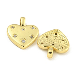 Heart Rack Plating Brass Micro Pave Clear Cubic Zirconia Pendants&nbsp;KK-Z053-02G