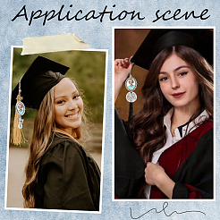 Angel & Flat Round Alloy Doctoral Cap Graduation Hanging Pendants&nbsp;HJEW-SP00001