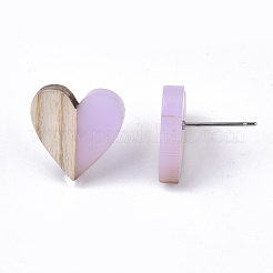 Transparent Resin & Wood Stud Earrings&nbsp;EJEW-N017-002A-D03