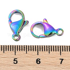 304ステンレススチール製ロブスタークロウ留め金  虹色  15x9x4mm  穴：1.6mm&nbsp;STAS-R135-03P-03