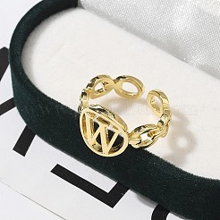 Brass Open Cuff Rings for Women&nbsp;RJEW-K289-01G-W