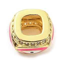 Rack Plating Brass Micro Pave Cubic Zirconia Evil Eye European Beads with Enamel&nbsp;KK-M247-34G-02