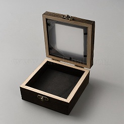 窓が見える木製の陳列ケース  昆虫標本展示用  正方形  ココナッツブラウン  10x10x4.8cm&nbsp;CON-WH0100-25