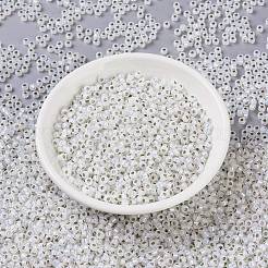 MIYUKIラウンドロカイユビーズ  日本製シードビーズ  8/0  （rr551)金箔裏地オパール  3mm  穴：1mm  約19000~20500個/ポンド&nbsp;SEED-G008-RR0551
