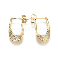 Brass Micro Pave Clear Cubic Zirconia Stud Earrings for Women&nbsp;EJEW-U056-04A-G