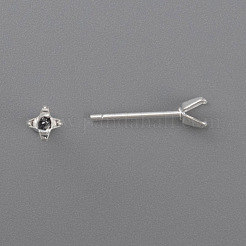 304ステンレススチール製プロングイヤリングセッティング  スタッドピアスパーツ  銀  トレイ：4x4mm  ピン：0.8mm&nbsp;STAS-O098-06S-01
