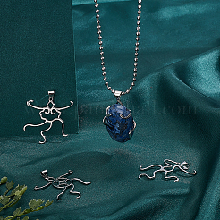 4Pcs 4 Styles Brass Pendant Cabochon Settings&nbsp;KK-PH0010-44P