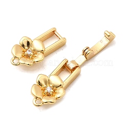 Brass Micro Pave Clear Cubic Zirconia Fold Over Clasps&nbsp;X-KK-C075-32G