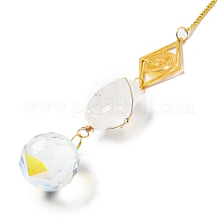 Wire Wrapped Nuggets Natural Quartz Crystal Pendant Decorations&nbsp;HJEW-C008-01A-G