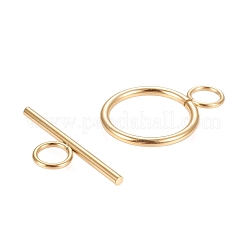 イオンプレーティング（IP）304ステンレススチールマンテル  リング  ゴールドカラー  リング：27.5x19.5x2mm  穴：5.5mm  バー：30x10x2mm  穴：5.5mm&nbsp;STAS-F251-01G