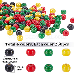 1000Pcs 4 Colors Dyed Natural Wood Beads&nbsp;COCO-SP0002-03