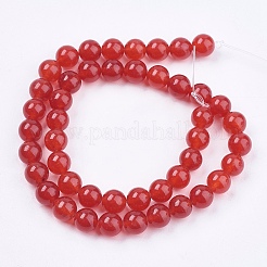 天然石ホワイトジェイドビーズ連売り  染め  ラウンド  レッド  8mm  穴：1mm  約48個/連  14.9インチ&nbsp;X-G-R165-8mm-15