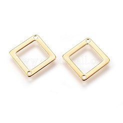 304ステンレススチールリンクコネクター  菱形  ゴールドカラー  18.5x18.5x0.5mm  穴：1.4mm&nbsp;STAS-E447-06G