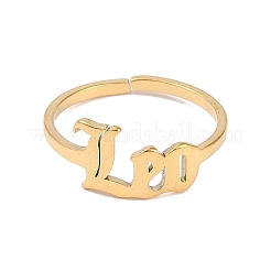 イオンプレーティング（IP）304ステンレススチール星座オープンカフリング女性用  18KGP本金メッキ  レオ  7.8mm  内径: 調節可能&nbsp;RJEW-C097-01G-02