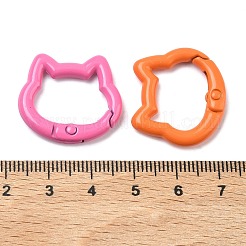 スプレー塗装された合金スプリングゲートリング  猫の形  ミックスカラー  23.5x25x4mm&nbsp;FIND-A062-02