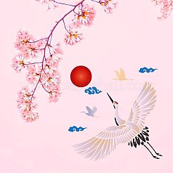 プラスチック再利用可能な描画絵画ステンシル テンプレート  スクラップブック、布地、タイル、床、家具、木材の塗装用  正方形  鳥の模様  300x300mm&nbsp;DIY-WH0172-349