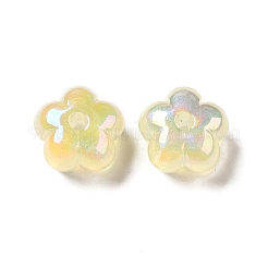 UVメッキレインボー虹色アクリルビーズ  花  レモンシフォン  13.7x14x8.5mm  穴：2.6mm&nbsp;PACR-M002-05B