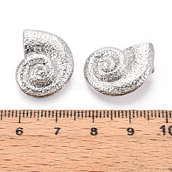 真鍮チャーム  カドミウムフリー＆鉛フリー  巻き貝  プラチナ  21x16x6mm  穴：5x2.5mm&nbsp;KK-N257-64P