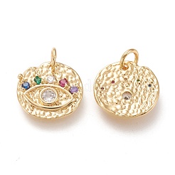 Brass Micro Pave Clear Cubic Zirconia Charms&nbsp;KK-F820-22G