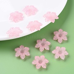 透明なアクリルビーズ  艶消し  花  ショッキングピンク  21x19x5.5mm  穴：1.6mm  約930個/500g&nbsp;MACR-S373-117-D12