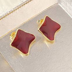 Brass Enamel Stud Earrings for Women&nbsp;KK-CBA760A-07G