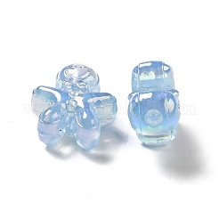UVメッキレインボー虹色アクリルビーズ  クリスマスジンジャーブレッドマン  ミックスカラー  20x18x10.5mm  穴：3.5mm&nbsp;X-PACR-M002-11