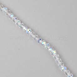 ガラスファセットビーズ連売り  フラットラウンド  クリアAB  6x5mm  穴：1mm  約90個/連  16.54''（42センチメートル）&nbsp;GLAA-WH0025-62C-02