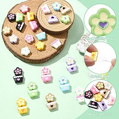 36個 18種類の焼き付け塗装合金ビーズ  花と植木鉢  ミックスカラー  8~10.5x10~12x4~4.5mm  穴：1.3mm  2個/スタイル&nbsp;FIND-CJ0004-21