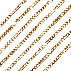 10mアルミカーブチェーン  溶接されていない  スプールで  ゴールドカラー  5x3.5x1mm&nbsp;CHA-TA0001-35G