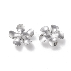 変色しない304ステンレススチールビーズキャップ  5花びら  花  ステンレス鋼色  15x15x2mm  穴：1.2mm&nbsp;LS-STAS-K194-01P-03