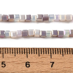電気メッキガラスビーズセット  フル虹メッキ  多面カット  キューブ  ライラック  2~2.5x2.5~3x2.5~3mm  穴：0.8mm  約186個/連  18.31''（46.5センチメートル）&nbsp;EGLA-F121-FR-B07