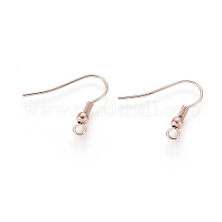 304ステンレススチールピアスフック  耳ワイヤー  水平ループ付き  ローズゴールド  19.5x18x3mm  穴：2mm  21ゲージ  ピン：0.7mm&nbsp;STAS-D448-036RG