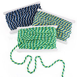 60m 3色3本撚りマクラメポリエステルコード  手作り工芸品用  編み物  壁掛けアート  ギフト包装  厚紙製ディスプレイカード3枚  ミックスカラー  6mm  約21.87ヤード（20m）/色&nbsp;OCOR-TA0003-48C