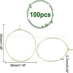304ステンレススチールフープピアス金具  ワイングラスチャームのパーツ  ゴールドカラー  21ゲージ  35x30x0.7mm  100個/箱&nbsp;STAS-UN0003-98