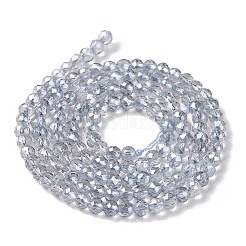 電気メッキ透明ガラスビーズ連売り  虹メッキ  多面カットラウンド  ライトブルー  3x2.5mm  穴：0.7mm  約130~135個/連  12.99~14.17インチ（33~36cm）&nbsp;GLAA-H021-01B-FR03