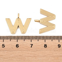 304ステンレスペンダント  文字チャーム  ゴールドカラー  文字W  15.5x19x2mm  穴：2.5x1mm&nbsp;STAS-L022-589W