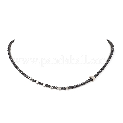 Brass and Faceted Round Natural Black Spinel Beaded Necklaces for Women&nbsp;NJEW-JN05657-02