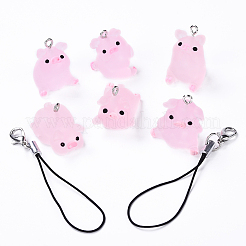 DIY Translucent Resin Pig Mobile Phone Strap Making Kits&nbsp;DIY-YW0011-16D