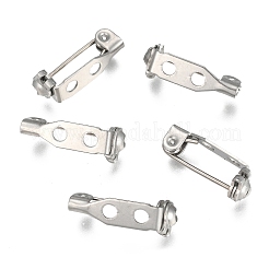 変色防止 304 ステンレススチール ブローチ金具セット  バックバーピン  穴付き  ステンレス鋼色  17x5x5.5mm  ピン：0.8mm&nbsp;STAS-G137-52P-04