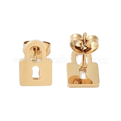 PVD真空メッキ304ステンレススチールスタッドピアス（女性用）  ゴールドカラー  ロック  10.5x7x1mm&nbsp;EJEW-A048-40C-G