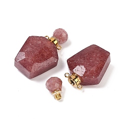 Natural Strawberry Quartz Openable Perfume Bottle Pendants&nbsp;G-I381-02G-03
