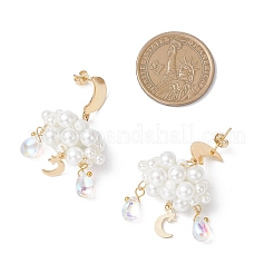 3D Cloud Glass Seed Beades Dangle Stud Earrings&nbsp;EJEW-MZ00644-02