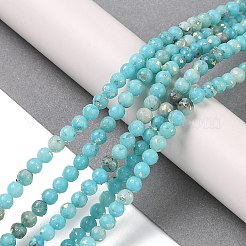 天然ドロマイトと合成オパールビーズの連売りを組み立てたもの  染め  ラウンド  アクア  4mm  穴：0.9mm  約100個/連  15.87''~15.94''（40.3~40.5センチメートル）&nbsp;G-Q017-G06-01A-1