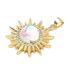Brass Micro Pave Cubic Zirconia Pendants&nbsp;KK-P345-11G