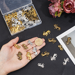 60pcs6スタイルチベットスタイルアロイペンダント  ライオンのチャーム  ミックスカラー  14.5~18x21~28x4~6mm  穴：2mm  10個/スタイル&nbsp;FIND-GA0008-44
