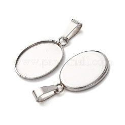 304ステンレススチールペンダントカボションセッティング  オーバル  ステンレス鋼色  トレイ：10.5x14.5mm  18x11x1.5mm  穴：2.5x6.5mm&nbsp;STAS-D379-03A-P