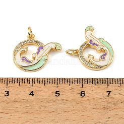 Brass Micro Pave Clear Cubic Zirconia Pendants&nbsp;CU-CBA9175-14G