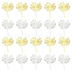 201ステンレススチールペンダント5個  タンポポのお守り  18KGP本金メッキ  43x29x1mm  穴：1.6mm&nbsp;STAS-YW0003-02G